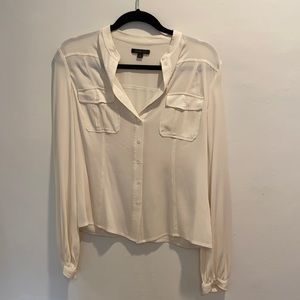 Cream silk shirt by Rachel Zoe